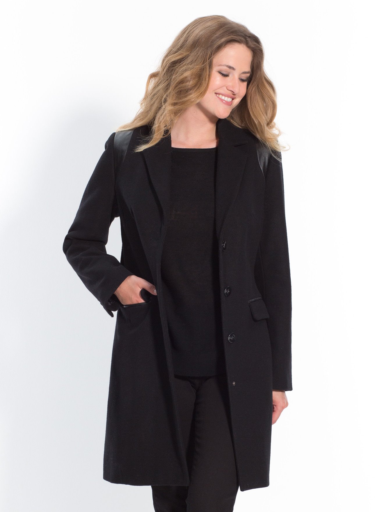 Manteau coupe droite en drap de laine - Balsamik - Femme | Daxon