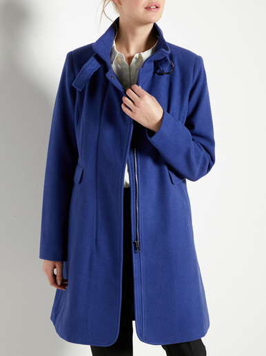 Manteau à col montant à boucle - Daxon - Bleu