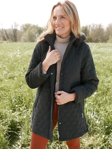 Parka matelassée courte en microfibre - Daxon - Noir