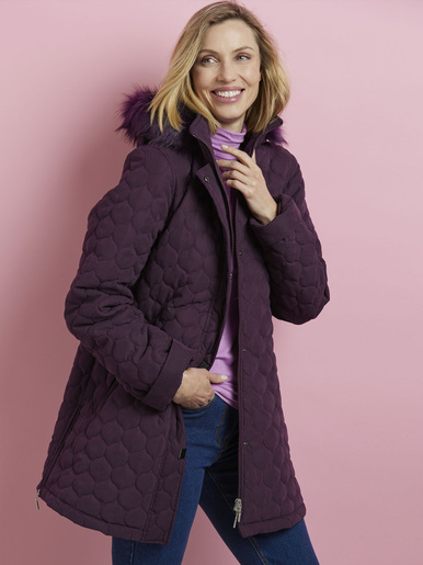 Parka matelassée courte en microfibre - Daxon - Aubergine