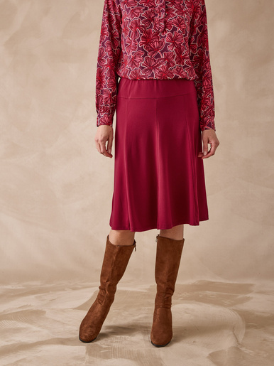 Jupe évasée entièrement élastiquée - Daxon - Uni bordeaux