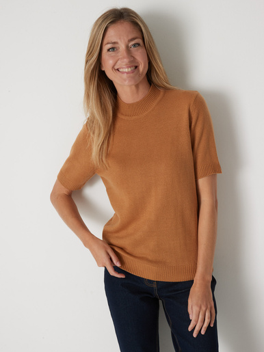 Pull col montant manches courtes - Daxon - Caramel