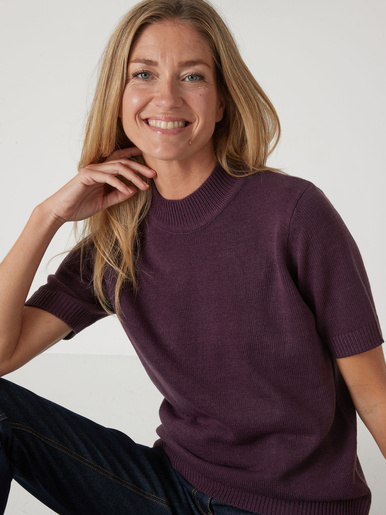 Pull col montant manches courtes