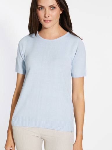Pull manches courtes encolure ronde - Daxon - Ciel