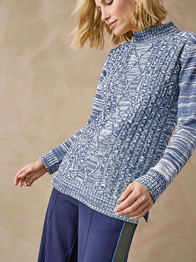 Pull col montant maille torsadée