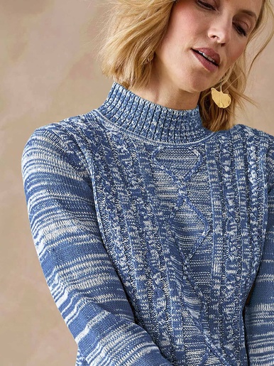 Pull col montant maille torsadée