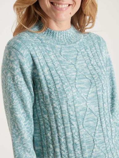 Pull col montant maille torsadée
