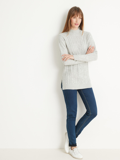 Pull col montant maille torsadée