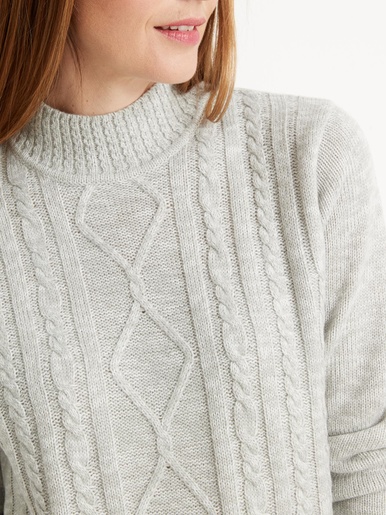 Pull col montant maille torsadée