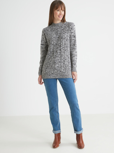Pull col montant maille torsadée