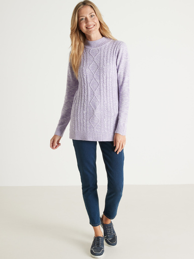 Pull col montant maille torsadée