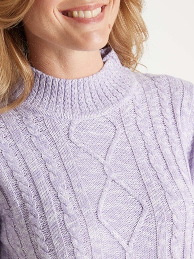 Pull col montant maille torsadée