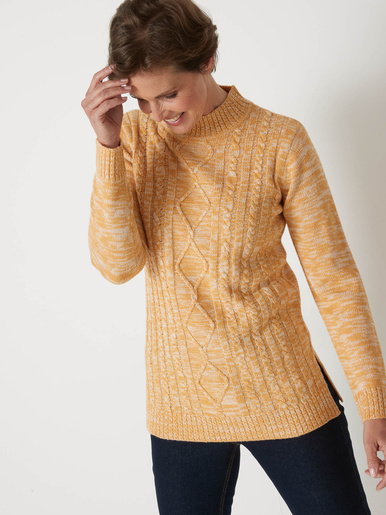 Pull col montant maille torsadée