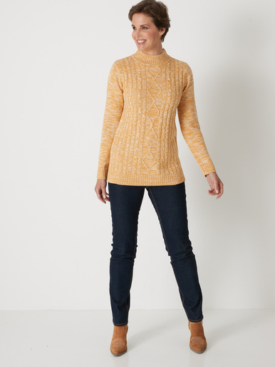 Pull col montant maille torsadée