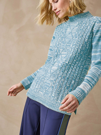 Pull col montant maille torsadée