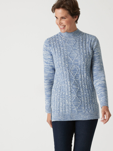 Pull col montant maille torsadée