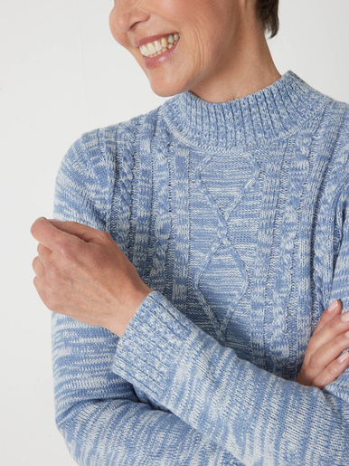 Pull col montant maille torsadée