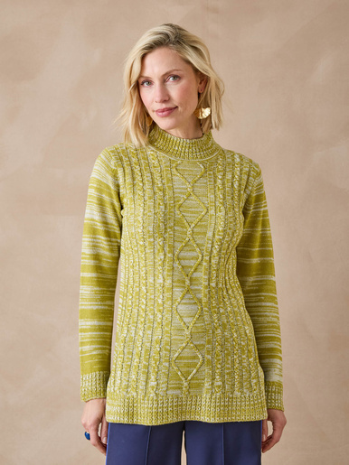 Pull col montant maille torsadée
