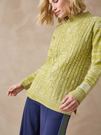Pull col montant maille torsadée