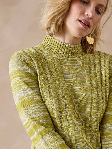 Pull col montant maille torsadée
