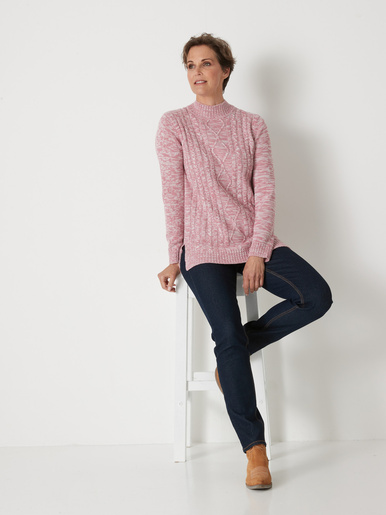 Pull col montant maille torsadée
