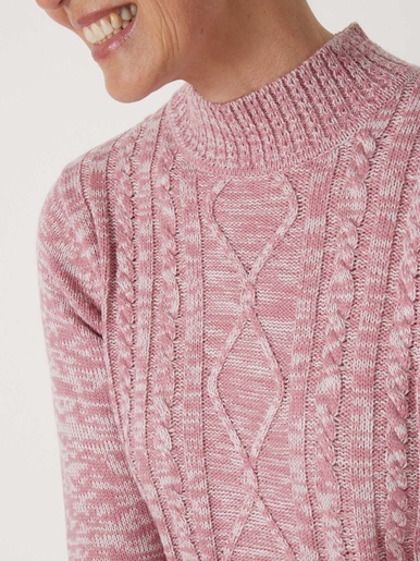 Pull col montant maille torsadée