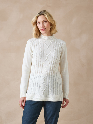 Pull col montant maille torsadée