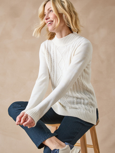 Pull col montant maille torsadée