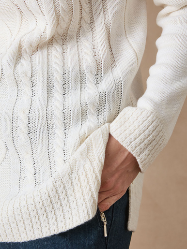 Pull col montant maille torsadée