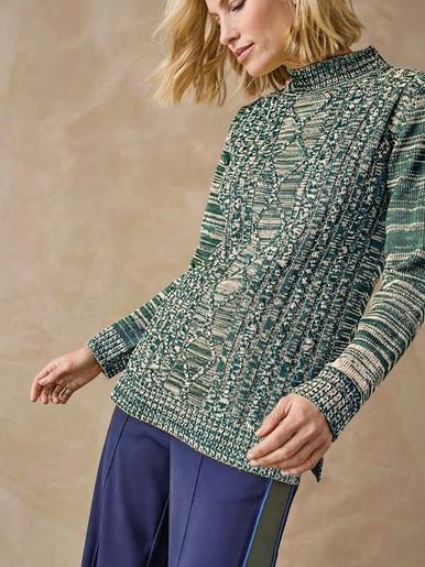 Pull col montant maille torsadée