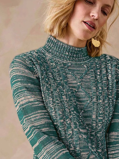 Pull col montant maille torsadée
