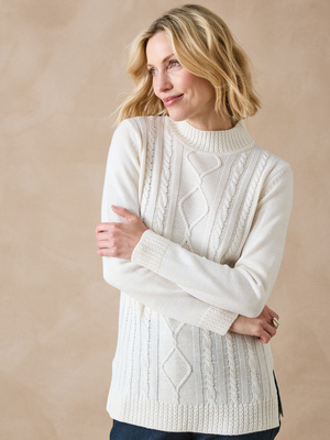 Pull col montant maille torsadée