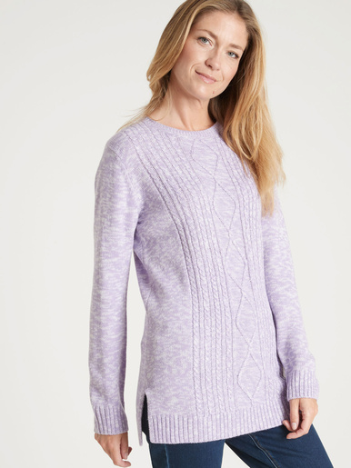 Pull torsadé encolure ronde - Daxon - Chiné violet