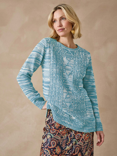 Pull torsadé encolure ronde