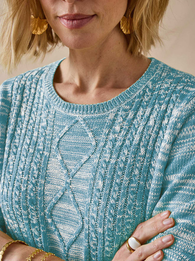Pull torsadé encolure ronde