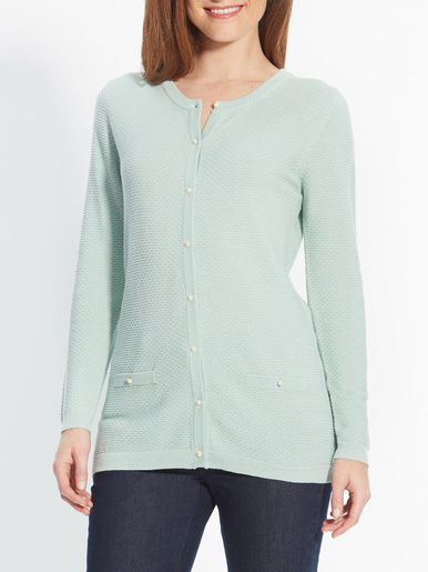 Cardigan fantaisie, stature + d'1,60m - Daxon - Vert