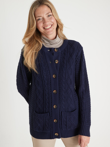 Cardigan torsadé col rond - Daxon - Marine