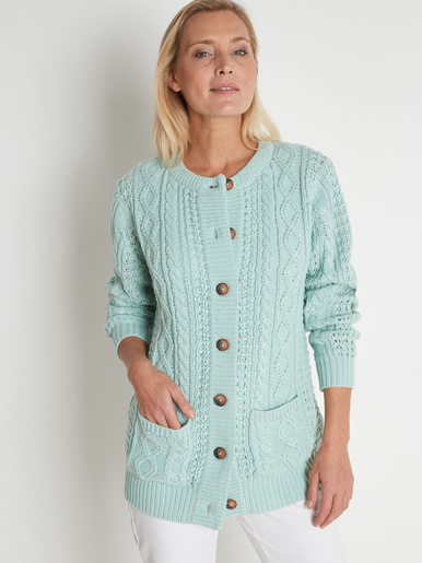 Cardigan torsadé col rond - Daxon - Vert