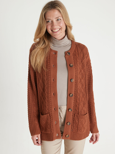 Cardigan torsadé col rond - Daxon - Noisette