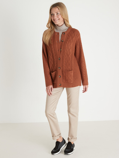 Cardigan torsadé col rond