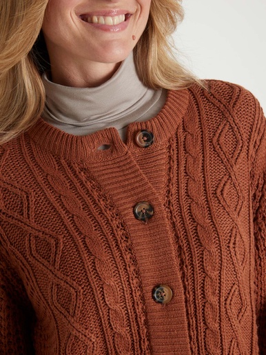 Cardigan torsadé col rond