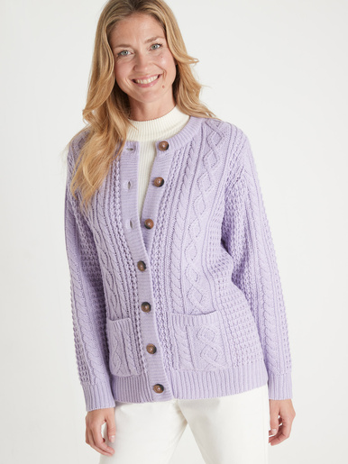 Cardigan torsadé col rond - Daxon - Parme