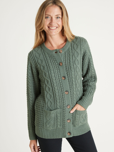 Cardigan torsadé col rond - Daxon - Vert