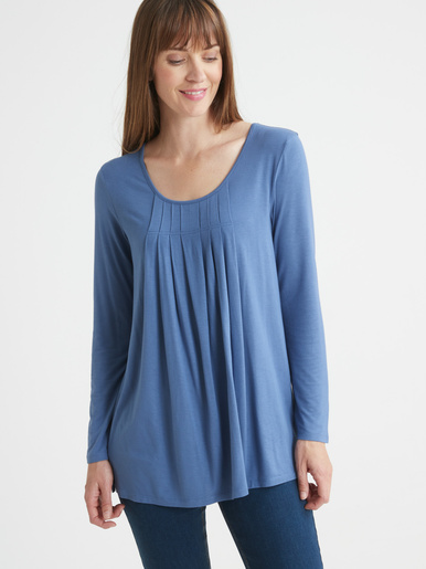 Tee-shirt tunique manches longues - Daxon - Bleu