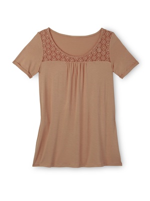 Tunique fluide empiècement macramé