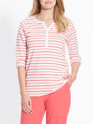 Tee-shirt rayé, manches retroussables