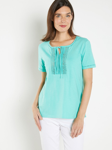 Tee-shirt guipure et détails crochet - Daxon - Vert
