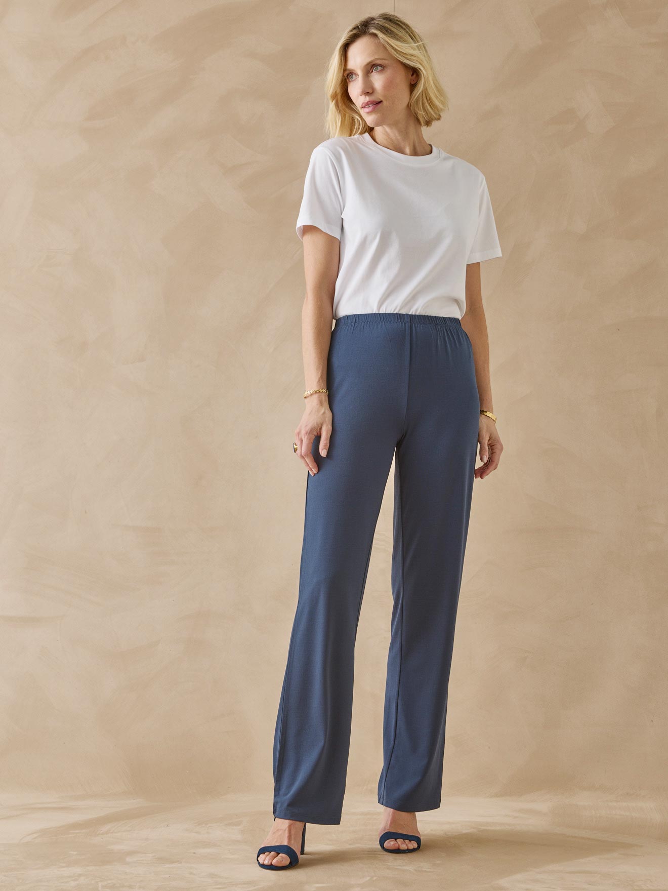 Pantalon entièrement élastiqué en maille - Daxon - Marine