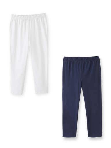 Lot de 2 leggings courts - Daxon - Marine + blanc
