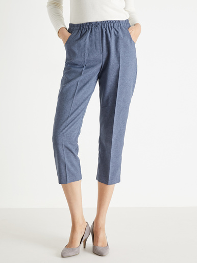 Pantacourt élastiqué entrejambe 60cm - Daxon - Chiné bleu